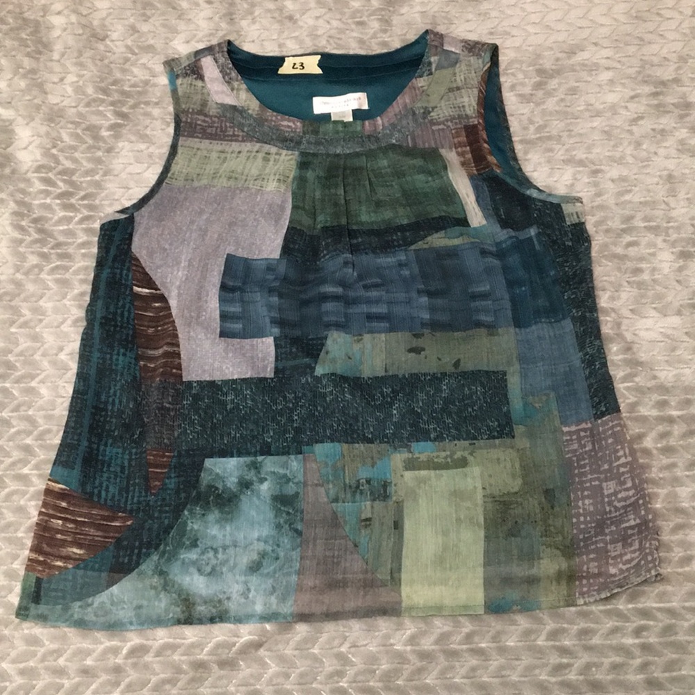 Green Patterned Tank Blouse